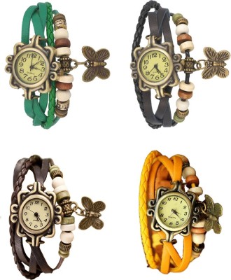 NS18 Vintage Butterfly Rakhi Combo of 4 Green, Brown, Black And Yellow Analog Watch  - For Women   Watches  (NS18)
