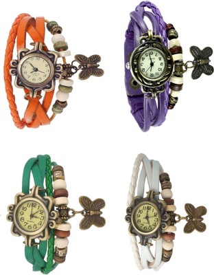 NS18 Vintage Butterfly Rakhi Combo of 4 Orange, Green, Purple And White Analog Watch  - For Women   Watches  (NS18)