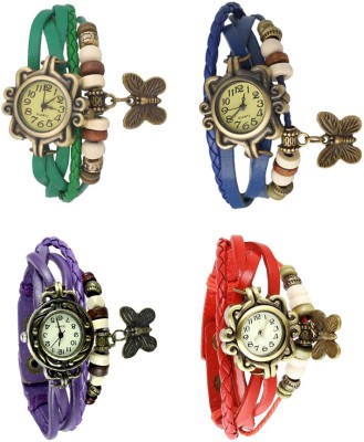 NS18 Vintage Butterfly Rakhi Combo of 4 Green, Purple, Blue And Red Analog Watch  - For Women   Watches  (NS18)