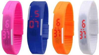 NS18 Silicone Led Magnet Band Combo of 4 Pink, Blue, Orange And White Digital Watch  - For Boys & Girls   Watches  (NS18)