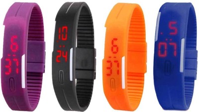 NS18 Silicone Led Magnet Band Combo of 4 Purple, Black, Orange And Blue Digital Watch  - For Boys & Girls   Watches  (NS18)