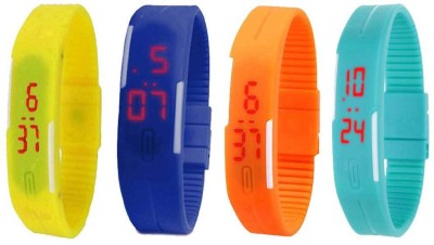 NS18 Silicone Led Magnet Band Watch Combo of 4 Yellow, Blue, Orange And Sky Blue Digital Watch  - For Couple   Watches  (NS18)