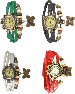 NS18 Vintage Butterfly Rakhi Combo of 4 Green, White, Black And Red Analog Watch  - For Women   Watches  (NS18)