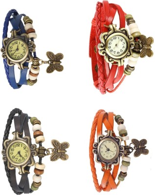 NS18 Vintage Butterfly Rakhi Combo of 4 Blue, Black, Red And Orange Analog Watch  - For Women   Watches  (NS18)