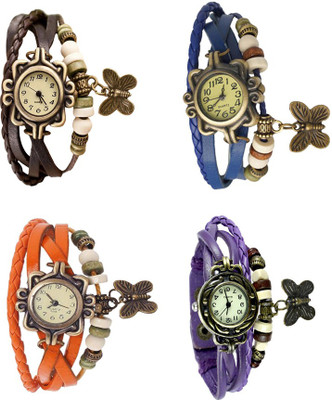

Kissu Vintage Rakhi Combo of 4 Brown, Orange, Blue And Purple Watch - For Women