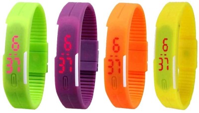 NS18 Silicone Led Magnet Band Combo of 4 Green, Purple, Orange And Yellow Digital Watch  - For Boys & Girls   Watches  (NS18)