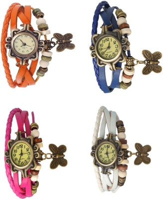 NS18 Vintage Butterfly Rakhi Combo of 4 Orange, Pink, Blue And White Analog Watch  - For Women   Watches  (NS18)
