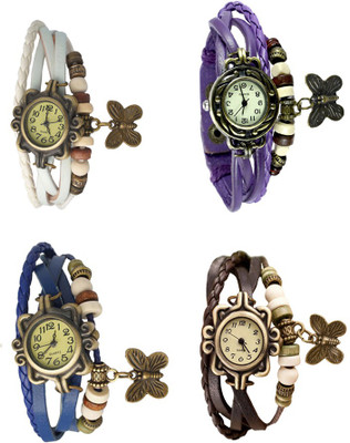 

NS18 Vintage Butterfly Rakhi Combo of 4 White, Blue, Purple And Brown Watch - For Women