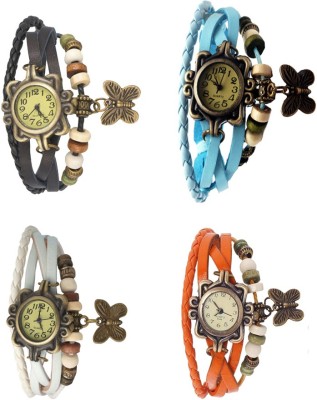 NS18 Vintage Butterfly Rakhi Combo of 4 Black, White, Sky Blue And Orange Analog Watch  - For Women   Watches  (NS18)