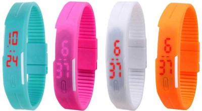 NS18 Silicone Led Magnet Band Combo of 4 Sky Blue, Pink, White And Orange Digital Watch  - For Boys & Girls   Watches  (NS18)
