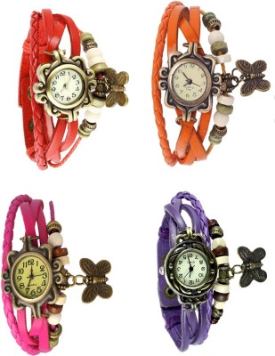 NS18 Vintage Butterfly Rakhi Combo of 4 Red, Pink, Orange And Purple Analog Watch  - For Women   Watches  (NS18)