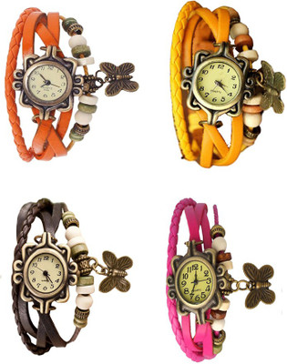

Kissu Vintage Rakhi Combo of 4 Orange, Brown, Yellow And Pink Watch - For Women