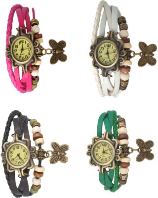 NS18 Vintage Butterfly Rakhi Combo of 4 Pink, Black, White And Green Analog Watch  - For Women   Watches  (NS18)