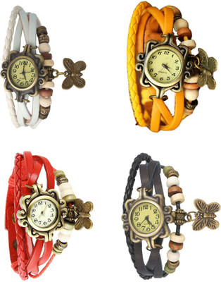 

Kissu Vintage Rakhi Combo of 4 White, Red, Yellow And Black Watch - For Women