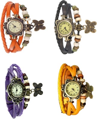 NS18 Vintage Butterfly Rakhi Combo of 4 Orange, Purple, Black And Yellow Analog Watch  - For Women   Watches  (NS18)