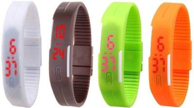 NS18 Silicone Led Magnet Band Combo of 4 White, Brown, Green And Orange Digital Watch  - For Boys & Girls   Watches  (NS18)