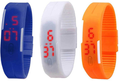 

Kissu Led Band Watch Combo of 3 Blue, White And Orange Watch - For Couple