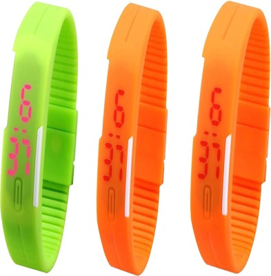 Twok Combo of Led Band Green + Orange + Orange Digital Watch  - For Men & Women   Watches  (Twok)