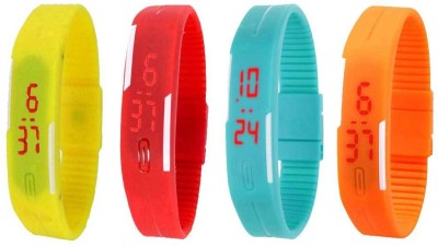 NS18 Silicone Led Magnet Band Combo of 4 Yellow, Red, Sky Blue And Orange Digital Watch  - For Boys & Girls   Watches  (NS18)