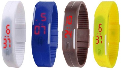 NS18 Silicone Led Magnet Band Combo of 4 White, Blue, Brown And Yellow Digital Watch  - For Boys & Girls   Watches  (NS18)