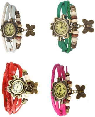NS18 Vintage Butterfly Rakhi Combo of 4 White, Red, Green And Pink Analog Watch  - For Women   Watches  (NS18)