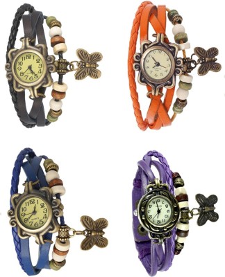NS18 Vintage Butterfly Rakhi Combo of 4 Black, Blue, Orange And Purple Analog Watch  - For Women   Watches  (NS18)