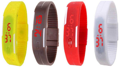 

Kissu Led Magnet Band Combo of 4 Yellow, Brown, Red And White Watch - For Men & Women