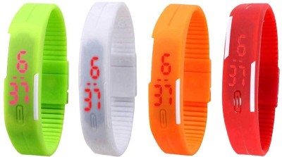 NS18 Silicone Led Magnet Band Watch Combo of 4 Green, White, Orange And Red Digital Watch  - For Couple   Watches  (NS18)