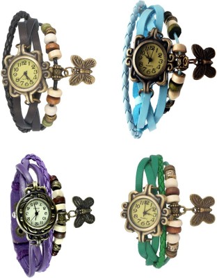 NS18 Vintage Butterfly Rakhi Combo of 4 Black, Purple, Sky Blue And Green Analog Watch  - For Women   Watches  (NS18)