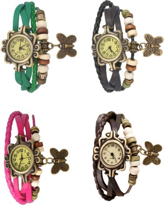 NS18 Vintage Butterfly Rakhi Combo of 4 Green, Pink, Black And Brown Analog Watch  - For Women   Watches  (NS18)