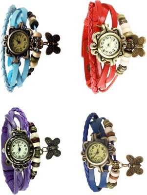 NS18 Vintage Butterfly Rakhi Combo of 4 Sky Blue, Purple, Red And Blue Analog Watch  - For Women   Watches  (NS18)