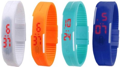 NS18 Silicone Led Magnet Band Combo of 4 White, Orange, Sky Blue And Blue Digital Watch  - For Boys & Girls   Watches  (NS18)