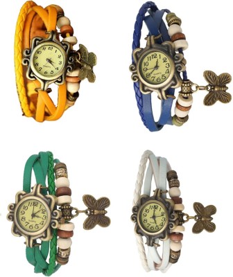 NS18 Vintage Butterfly Rakhi Combo of 4 Yellow, Green, Blue And White Analog Watch  - For Women   Watches  (NS18)