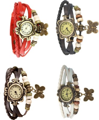 NS18 Vintage Butterfly Rakhi Combo of 4 Red, Brown, Black And White Analog Watch  - For Women   Watches  (NS18)