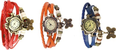 NS18 Vintage Butterfly Rakhi Watch Combo of 3 Red, Orange And Blue Analog Watch  - For Women   Watches  (NS18)
