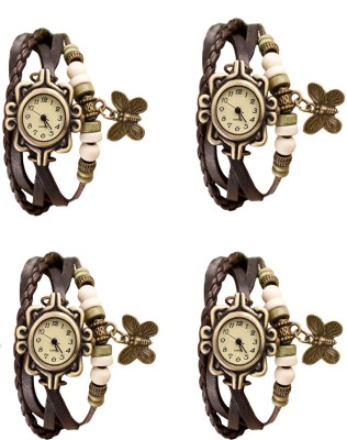 NS18 Vintage Butterfly Rakhi Combo of 4 Brown Analog Watch  - For Women   Watches  (NS18)