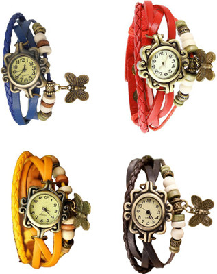 

Kissu Vintage Rakhi Combo of 4 Blue, Yellow, Red And Brown Watch - For Women