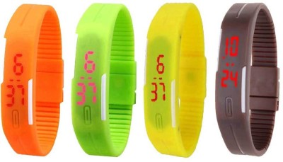 NS18 Silicone Led Magnet Band Combo of 4 Orange, Green, Yellow And Brown Digital Watch  - For Boys & Girls   Watches  (NS18)