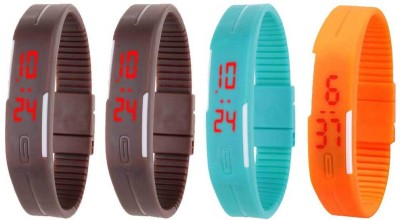 NS18 Silicone Led Magnet Band Combo of 4 Green, Brown, Sky Blue And Orange Digital Watch  - For Boys & Girls   Watches  (NS18)