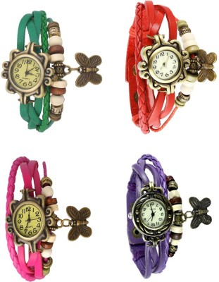 NS18 Vintage Butterfly Rakhi Combo of 4 Green, Pink, Red And Purple Analog Watch  - For Women   Watches  (NS18)