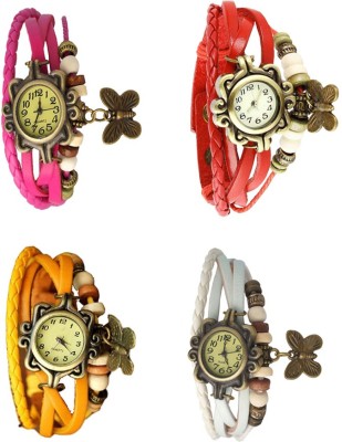 NS18 Vintage Butterfly Rakhi Combo of 4 Pink, Yellow, Red And White Analog Watch  - For Women   Watches  (NS18)