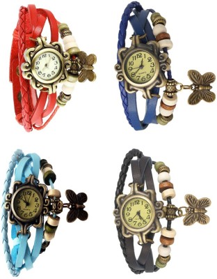 NS18 Vintage Butterfly Rakhi Combo of 4 Red, Sky Blue, Blue And Black Analog Watch  - For Women   Watches  (NS18)