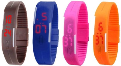 NS18 Silicone Led Magnet Band Combo of 4 Brown, Blue, Pink And Orange Digital Watch  - For Boys & Girls   Watches  (NS18)