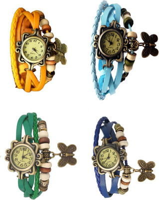

Kissu Vintage Rakhi Combo of 4 Yellow, Green, Sky Blue And Blue Watch - For Women