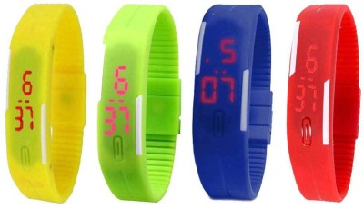 NS18 Silicone Led Magnet Band Watch Combo of 4 Yellow, Green, Blue And Red Digital Watch  - For Couple   Watches  (NS18)
