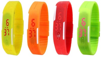 NS18 Silicone Led Magnet Band Combo of 4 Yellow, Orange, Red And Green Digital Watch  - For Boys & Girls   Watches  (NS18)