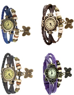 NS18 Vintage Butterfly Rakhi Combo of 4 Blue, Black, Brown And Purple Analog Watch  - For Women   Watches  (NS18)