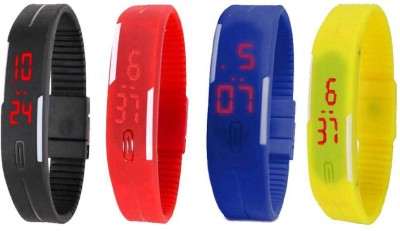 

Kissu Led Magnet Band Combo of 4 Black, Red, Blue And Yellow Watch - For Men & Women