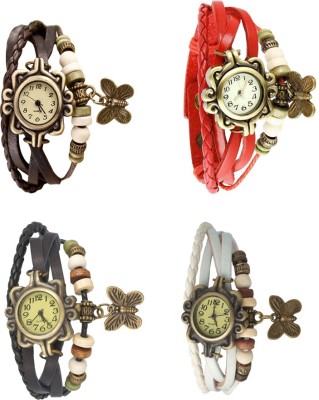 NS18 Vintage Butterfly Rakhi Combo of 4 Brown, Black, Red And White Analog Watch  - For Women   Watches  (NS18)