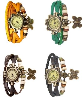 NS18 Vintage Butterfly Rakhi Combo of 4 Yellow, Brown, Green And Black Analog Watch  - For Women   Watches  (NS18)